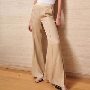 La Ligne Wide Leg Tan Linen Pants
